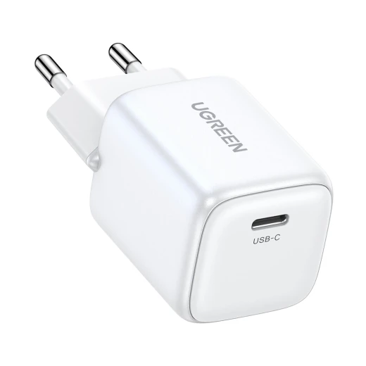 شاحن GaN بقدرة 20 واط مع كابل شبكة USB-C من يو جرين، موديل Nexode Mini CD318 - أبيض شاحن GaN بقدرة 20 واط مع كابل شبكة USB-C من يو جرين، موديل Nexode Mini CD318 - أبيض