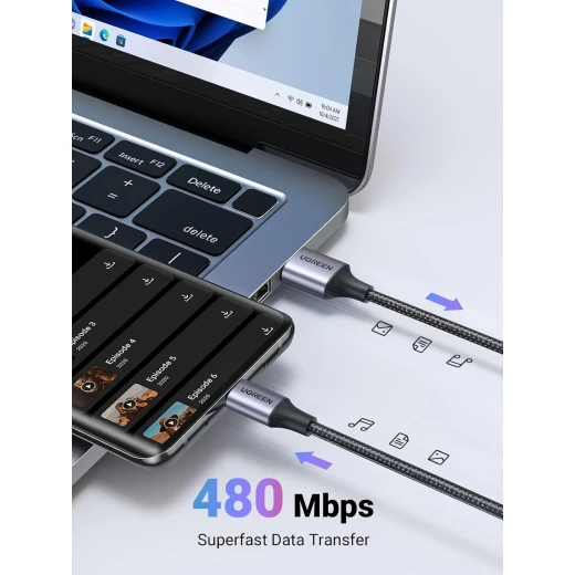 UGREEN USB to USB C Cable, Car Carplay Cable USB A to Type C Cable Fast Charging Braided - Ugreen - Image 6