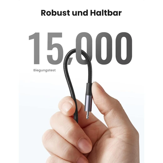 كابل USB-C Lightning، معتمد من MFi، متوافق مع PD، 2 متر (2 متر)، شحن سريع، كابل Lightning مضفر من النايلون من يوجرين - يوجرين - Image 2