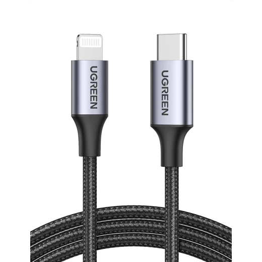 كابل USB-C Lightning، معتمد من MFi، متوافق مع PD، 2 متر (2 متر)، شحن سريع، كابل Lightning مضفر من النايلون من يوجرين كابل USB-C Lightning، معتمد من MFi، متوافق مع PD، 2 متر (2 متر)، شحن سريع، كابل Lightning مضفر من النايلون من يوجرين