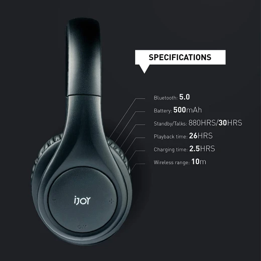 iJoy ISO Bluetooth 5.0 Wireless Over Ear Foldable Stereo Headphones - Pagetechno - Image 7