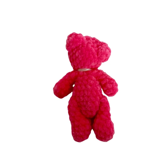 Velvet thread toy, teddy bear, pink color, length 16 cm, width 9  - Fatomte - Image 2