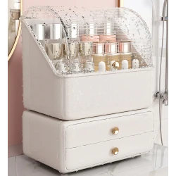 Joybos Large Capacity Cosmetic Storage Box, White, Multi-Layer, Waterproof & Dustproof