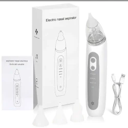 Electric nasal aspirator, 3 suction levels, suitable for family members and home use, rechargeable, with music player, with 3 different heads