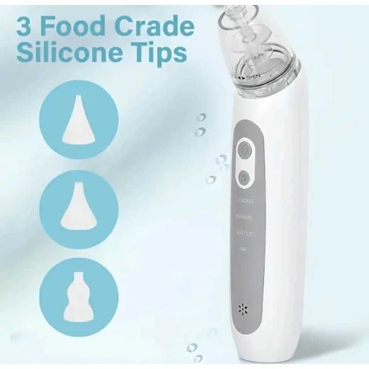 Electric nasal aspirator, 3 suction levels, suitable for family members and home use, rechargeable, with music player, with 3 different heads - Image 2