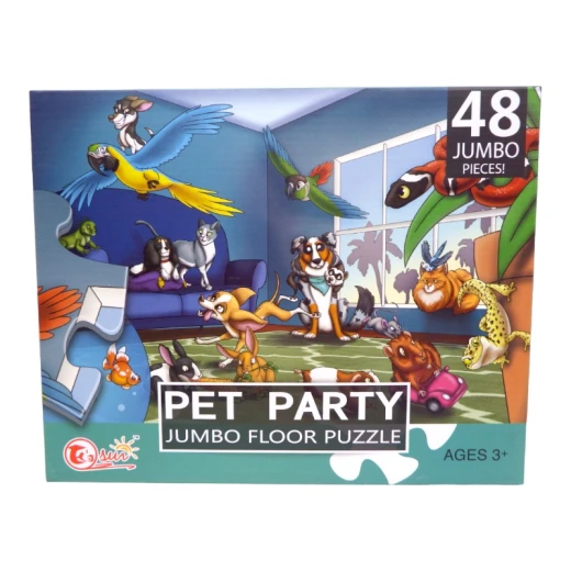 Puzzle Pet Party 90x60 cm 48 Jumbo pcs Sun - LedKiam - Image 2