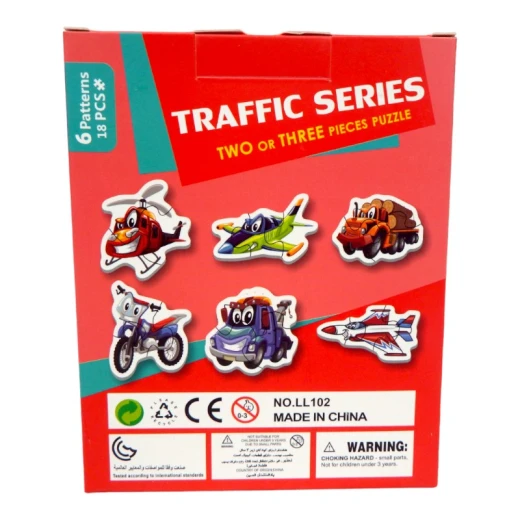 Puzzle Traffic Series: Two or Three Pieces Puzzle, 6 Patterns, 18 pcs - LedKiam - Image 11