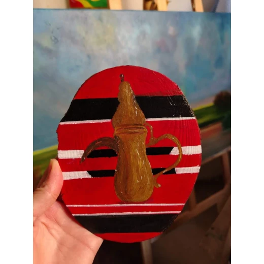 قطعة واحدة من كوستر الخشب بألوان الأكريلك رسم يدوي من توينز أرت حجم 12.5*15.5 - توينز آرت - Image 2