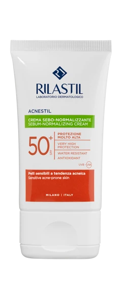 كريم ريلاستيل أكنستيل لتنظيم إفراز الدهون مع حماية شمس SPF50+، يساعد على تقليل اللمعان والحبوب، يحمي البشرة من الأشعة فوق البنفسجية، تركيبة خفيفة غير دهنية، مناسب للبشرة الدهنية والمختلطة للاستخدام اليومي - ريلاستيل