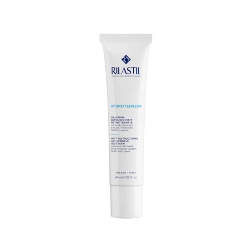 Rilastil Hydrotenseur Matt Restructuring Anti Wrinkle Gel Cream 40ml, lightweight non greasy formula controls shine, reduces fine lines and firms skin, balanced hydration, suitable for oily and combination skin daily use