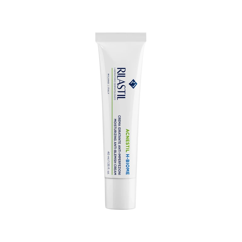 Rilastil Acnestil H-Biome Anti Blemish Cream 40ml, lightweight fast absorbing formula, helps reduce acne and blemishes, balances oil production, improves skin clarity, suitable for oily and combination skin daily care - Rilastil