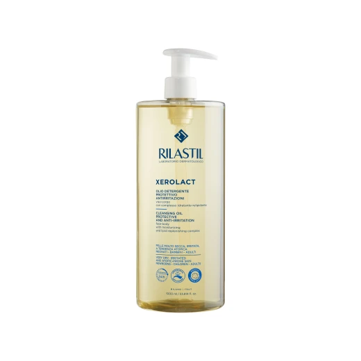 Rilastil Xerolact Cleansing Oil 1000ml, gentle cleansing and moisturizing oil for dry and sensitive skin, removes impurities while protecting skin barrier, leaves skin soft and comfortable, ideal for daily shower skincare use Rilastil Xerolact Cleansing Oil 1000ml, gentle cleansing and moisturizing oil for dry and sensitive skin, removes impurities while protecting skin barrier, leaves skin soft and comfortable, ideal for daily shower skincare use