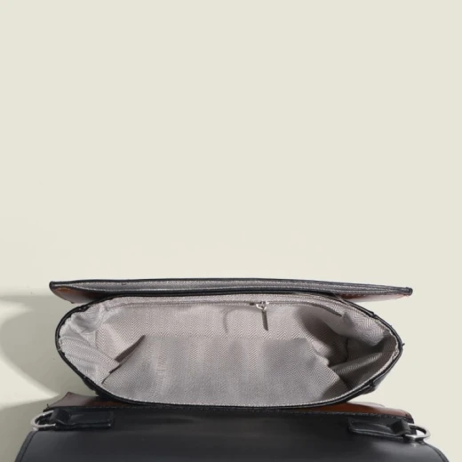 Oloey Purse Handbag Wide Shoulder Strap, Black and Brown - OLOEY - Image 2
