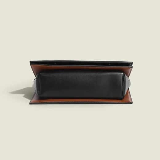 Oloey Purse Handbag Wide Shoulder Strap, Black and Brown - OLOEY - Image 4