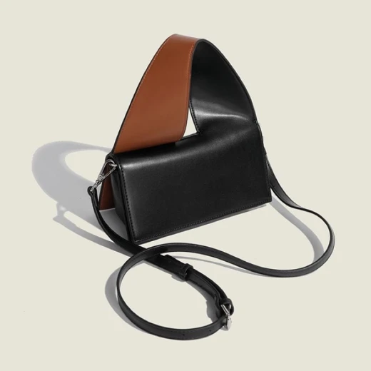 Oloey Purse Handbag Wide Shoulder Strap, Black and Brown - OLOEY - Image 6