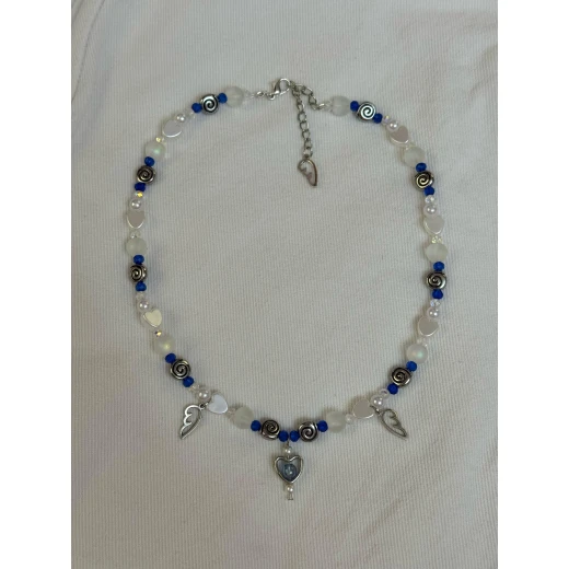 Blue themed handmade necklace - Angel - Image 4