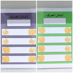 لوحات أشكال الحروف العربية التعليمية للصفوف 1-3 للتعليم المنزلي والمدرسي: مجموعتان من السبورات البيضاء المغلفة لتدريب الكتابة العربية، توضيح الأشكال المتصلة والمنفصلة