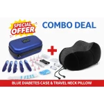 Memory Foam Travel Pillow with Portable Insulin Cooler Bag, lightweight comfort travel set with washable cover, keeps insulin at optimal temperature, fits up to 10 insulin pens, ideal for travel and daily mobility use - Al Fahed