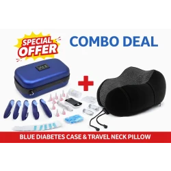Memory Foam Travel Pillow with Portable Insulin Cooler Bag, lightweight comfort travel set with washable cover, keeps insulin at optimal temperature, fits up to 10 insulin pens, ideal for travel and daily mobility use