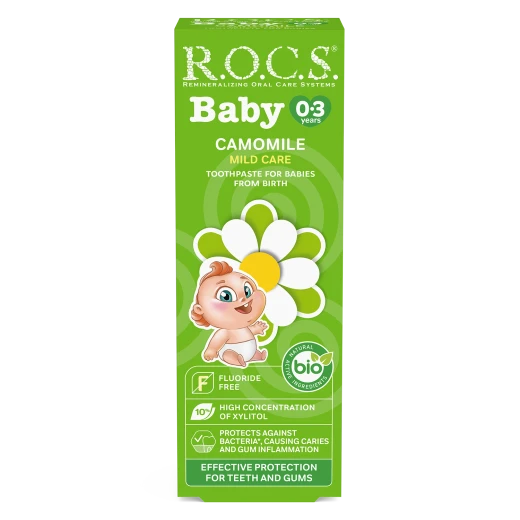 ROCS Baby Toothpaste Chamomile 45g (Ages 0–3), Fluoride-Free Formula for Gentle Gum & Enamel Care | Safe Daily Protection with Soothing Chamomile Flavor - R.O.C.S - Image 6