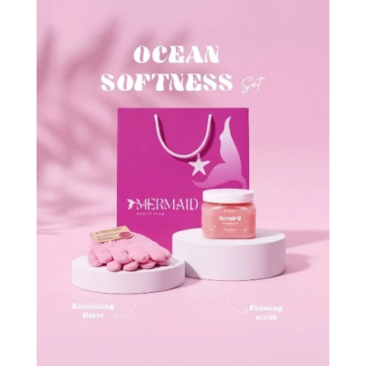 Mermaid Ocean Softness Gift Set of Body Scrub and Exfoliating Gloves Mermaid Ocean Softness Gift Set of Body Scrub and Exfoliating Gloves