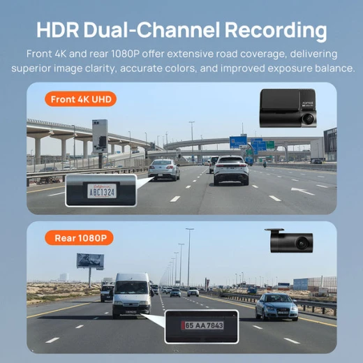 70mai A810 4K HDR Dual Dashcam Camera, Wifi, GPS, G-Sensor, App Playback & Share - 70mai - Image 6