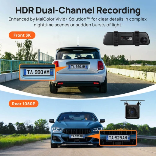 كاميرا 70mai الخلفية للسيارة S500 بدقة 3K HDR مع شاشة لمس 9 بوصة ومكثف فائق - 70 ام ايه اي - Image 5