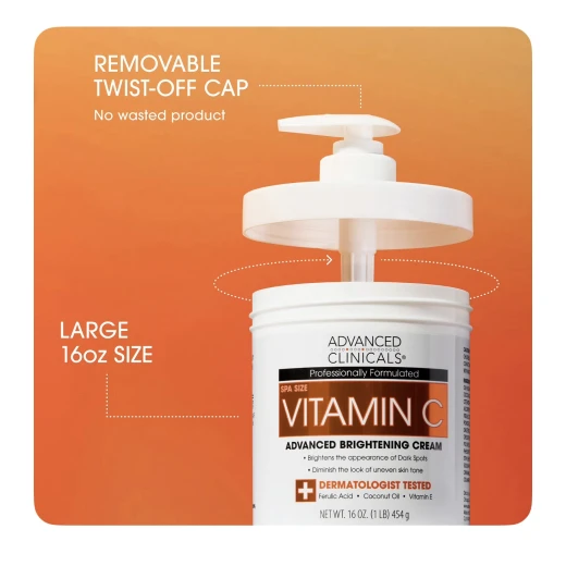 Advanced Clinicals Advanced Lightening Cream – 454g – Brightening Body Cream for Dark Spots, Uneven Tone & Hyperpigmentation – Salon-Size - Advanced clinicals - Image 5