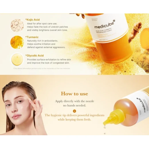 Medicube Kojic Acid & Turmeric Resurfacing Toner 250ml – Brightening, Exfoliating & Skin-Reviving Formula for Smooth, Radiant Skin - Image 3