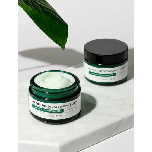 Some By Mi AHA BHA PHA 30 Days Miracle Cream 60g  Exfoliating, Brightening & Soothing Moisturizer with Centella Asiatica, 4-Cica Formula, Niacinamide & Adenosine For Sensitive & Troubled Skin - Some by mi - Image 3
