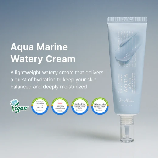 Dr Althea Aqua Marine Watery Cream 50ml lightweight hydrating face cream, fast absorbing non greasy formula, deep moisture boost for all skin types especially oily and combination skin, refreshing daily skincare - Dr.Althea - Image 6