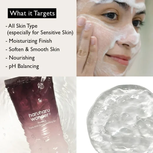 Haruharu Wonder Triple AHA Gentle Cleansing Gel Unscented 100ml – Facial Cleansing Gel with Triple AHA for Gentle Exfoliation, Deep Cleansing and Smooth Skin - Haru haru - Image 3