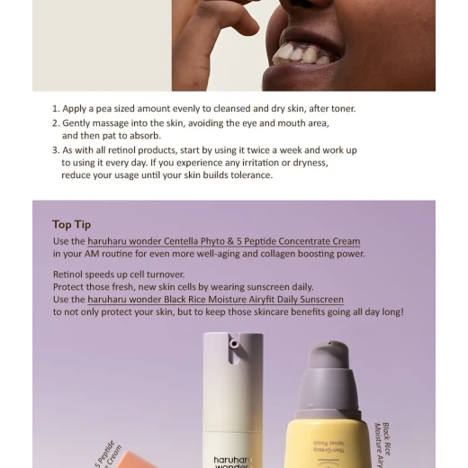 Haruharu Wonder Black Rice Night Knight Retinol Serum Vegan Anti-Aging Serum with Retinol, Ceramides & Rice Extract, Hydrates & Evens Skin Tone For Sensitive Skin - Haru haru - Image 7