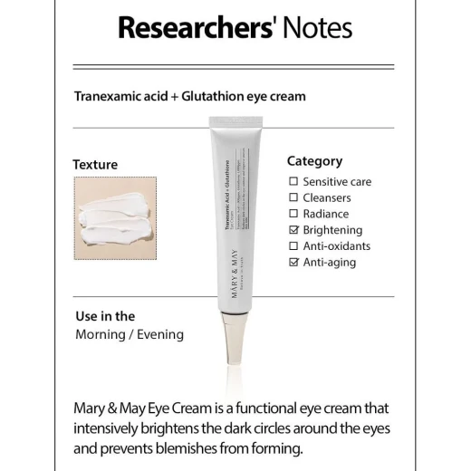 Mary & May Tranexamic Acid + Glutathione Eye Cream 30 g Brighter-looking eye area - Mary &amp; May - Image 2