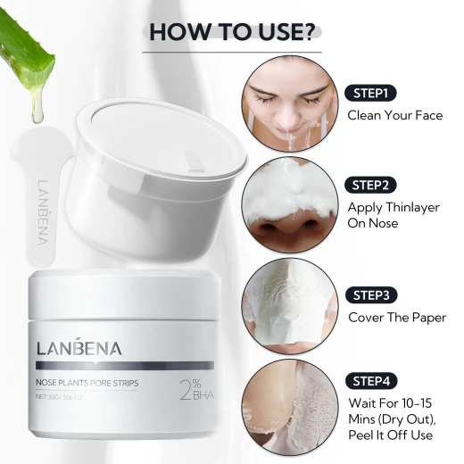 Lanbena Blackhead Remover Nose Mask Pore Strip (30 g)  version 2.0 - LANBENA - Image 4