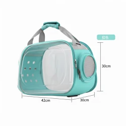 Large Portable Transparent Pet Carrier Bag (42×30×30 cm) – Foldable Breathable Travel Crate for Cats & Small Dogs – Space Capsule Style