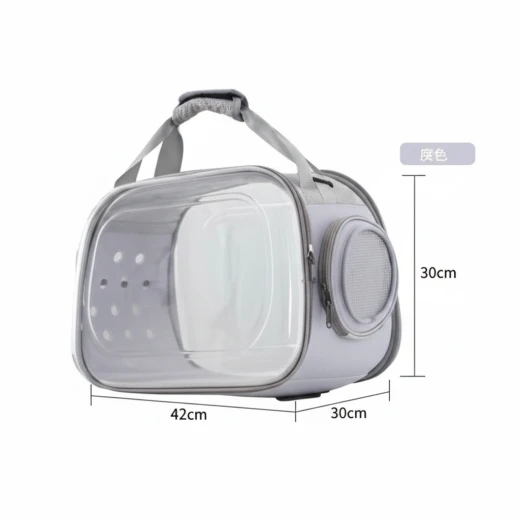 Large Portable Transparent Pet Carrier Bag (42×30×30 cm) – Foldable Breathable Travel Crate for Cats & Small Dogs – Space Capsule Style