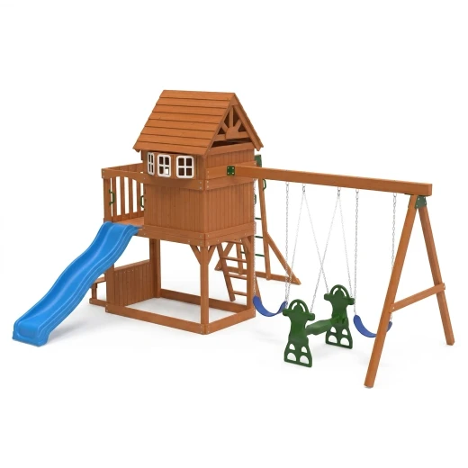 All-in-One Wooden Outdoor Playset with Swings, Slide, and Monkey Bars All-in-One Wooden Outdoor Playset with Swings, Slide, and Monkey Bars
