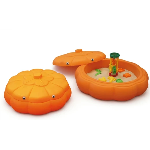 Pumpkin-Shaped Kids Sandpit with Lid - Plastic Outdoor Sandbox & Sensory Play Center Pumpkin-Shaped Kids Sandpit with Lid - Plastic Outdoor Sandbox & Sensory Play Center