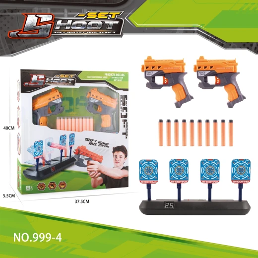 Dual Soft Bullet Gun Set with Electronic 4-Target Scoring System - Space Gun Blasters for Kids - My Dolly - Image 2