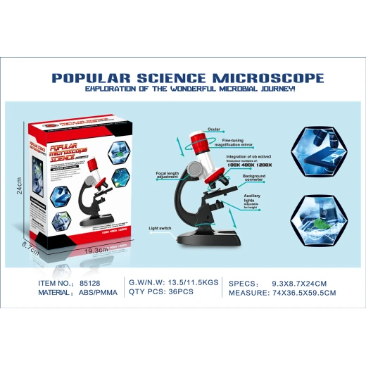 Popular Science Microscope (85128) - Exploration of the Wonderful Microbe Journey! - 100X, 400X, and 1200X Magnification - My Dolly - Image 2
