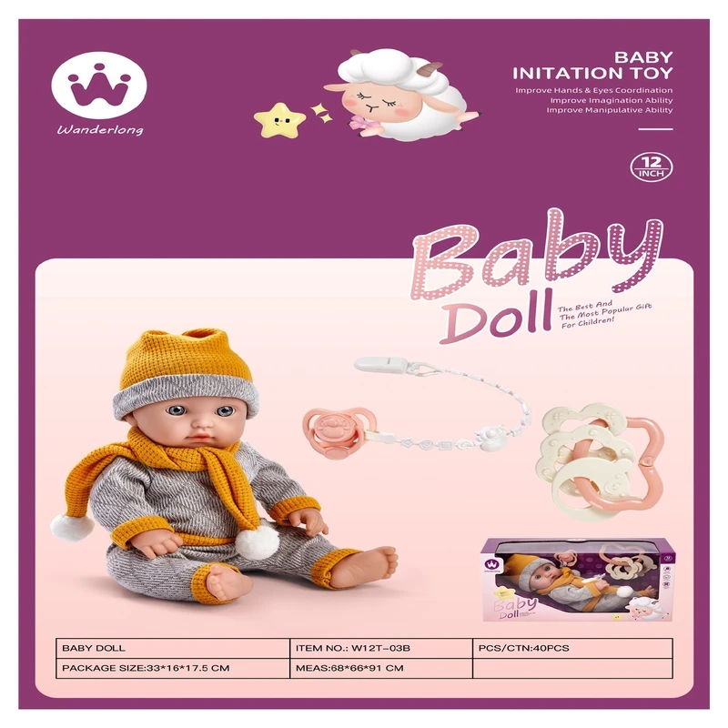 Baby with a hat and a scarf 33 x 16 x 17.5 cm - My Dolly
