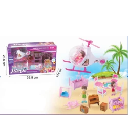 My Dolly Friends Helicopter Toy with Doll Furniture Set: Air and Ground Adventures