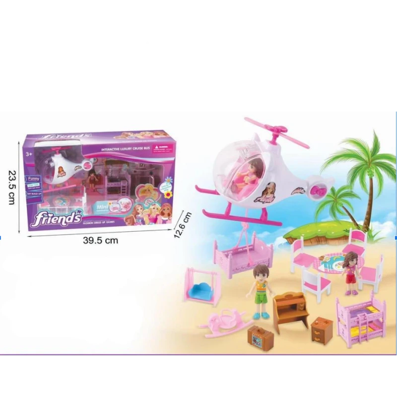 Friends Helicopter Toy with Doll Furniture Set: Air and Ground Adventures - My Dolly
