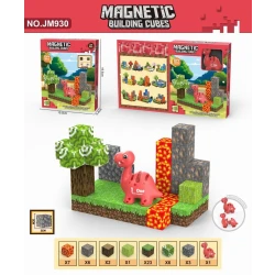 Magnetic Building Cubes (Red Dinosaur My World Theme) - Educational Voxel Construction Toy 3+