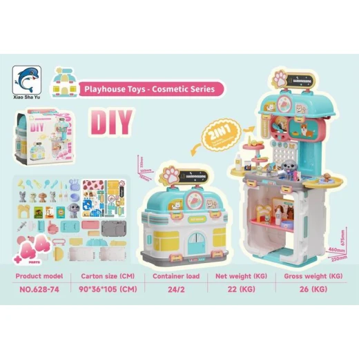 مجموعة صالون تجميل الحيوانات الأليفة (628-74) - تصميم DIY 2 في 1 مع حقيبة سفر وعربة متجر - ماي دولي - Image 2