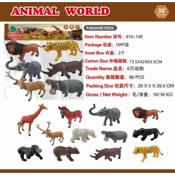 Animal World Figures Set (610-149) - Wild Animal Assortment (Lion, Tiger, Elephant, etc.)