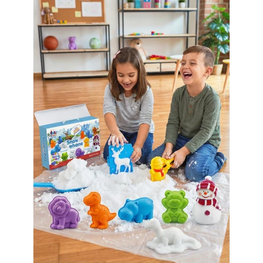 Snow @ Home Frozen Zoo Set - Moldable, Reusable Soft Snow with Animal Molds - My Dolly - Image 2