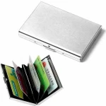 Leather Business Card Holder 6 Slot Credit Card Case Organizer Protection - Eastnights
