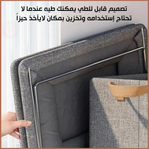 Multi-Use Grey Storage Box with Tie Closure Stylish Fabric Organizer for Clothes, Toys & Travel Foldable Storage for Home, Office & Closet Use - Image 2